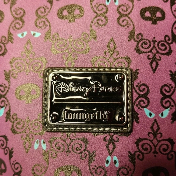 Loungefly Haunted Mansion Disney Purple Patterned Backpack Purse Bucket Bag - Picture 6 of 8